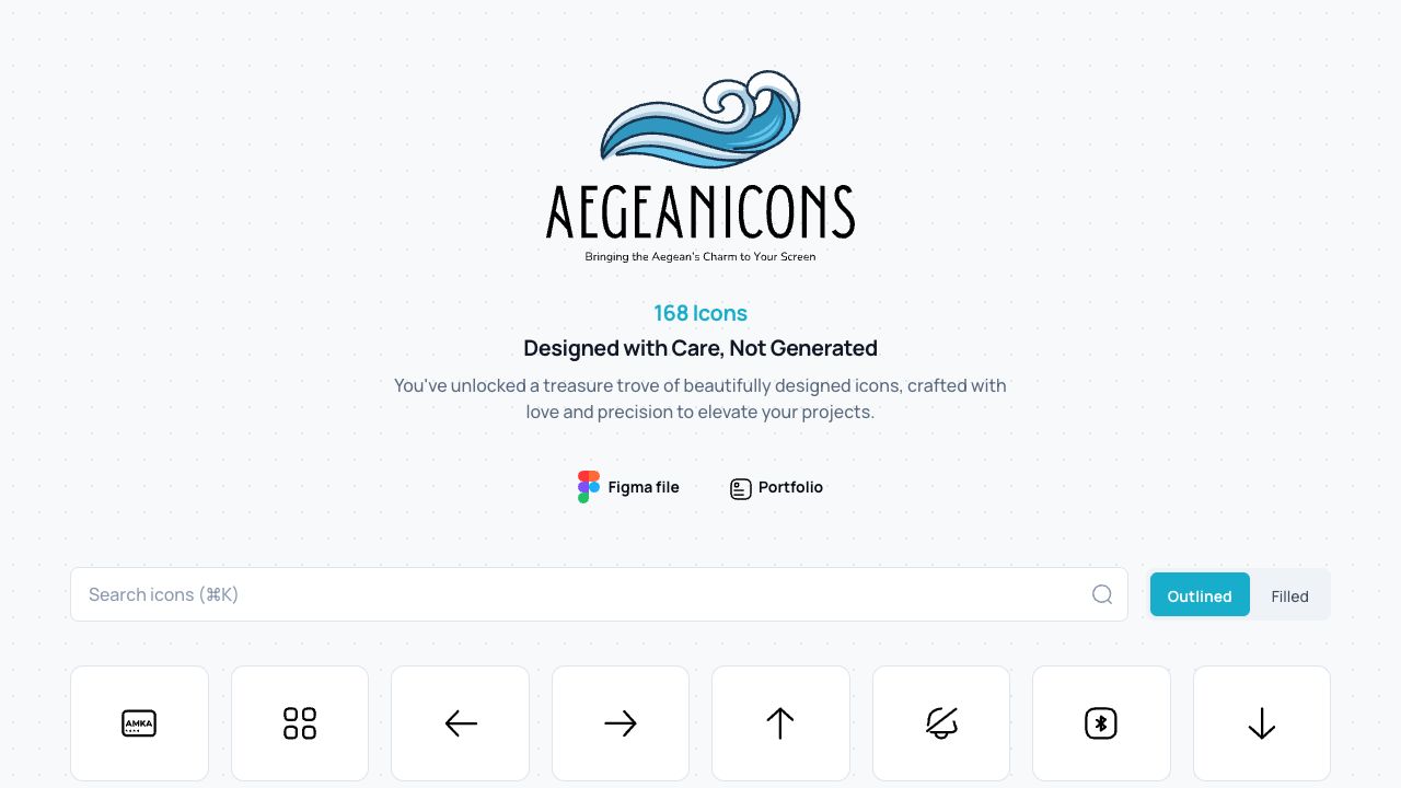 Aegeanicons live library introduction and first icon row