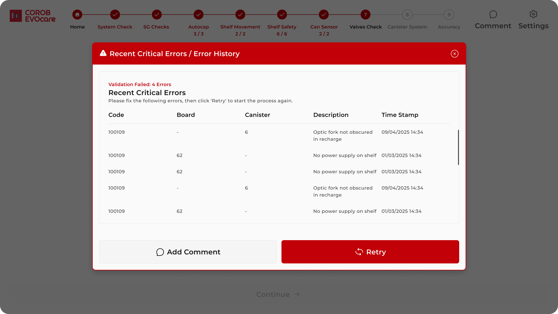 Critical error recovery